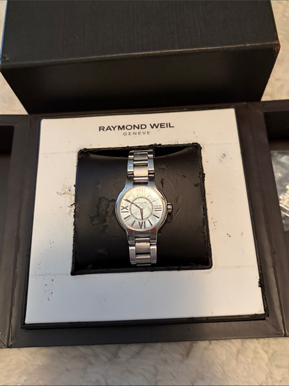 Raymond Weil Silver and White Women’s Stainless Steel Watch